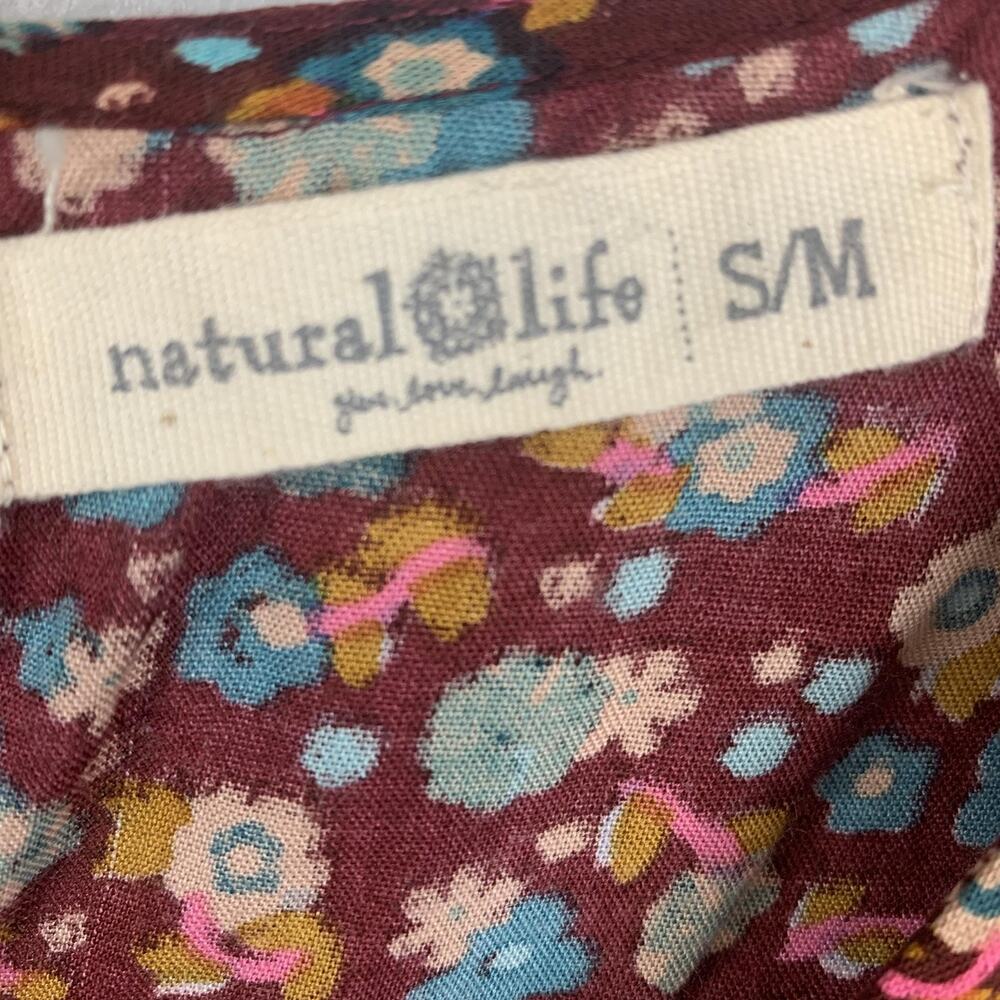 Natural Life Let's Just Go Wide Leg Jumpsuit Size Medium Burgundy Floral - Picture 5 of 7